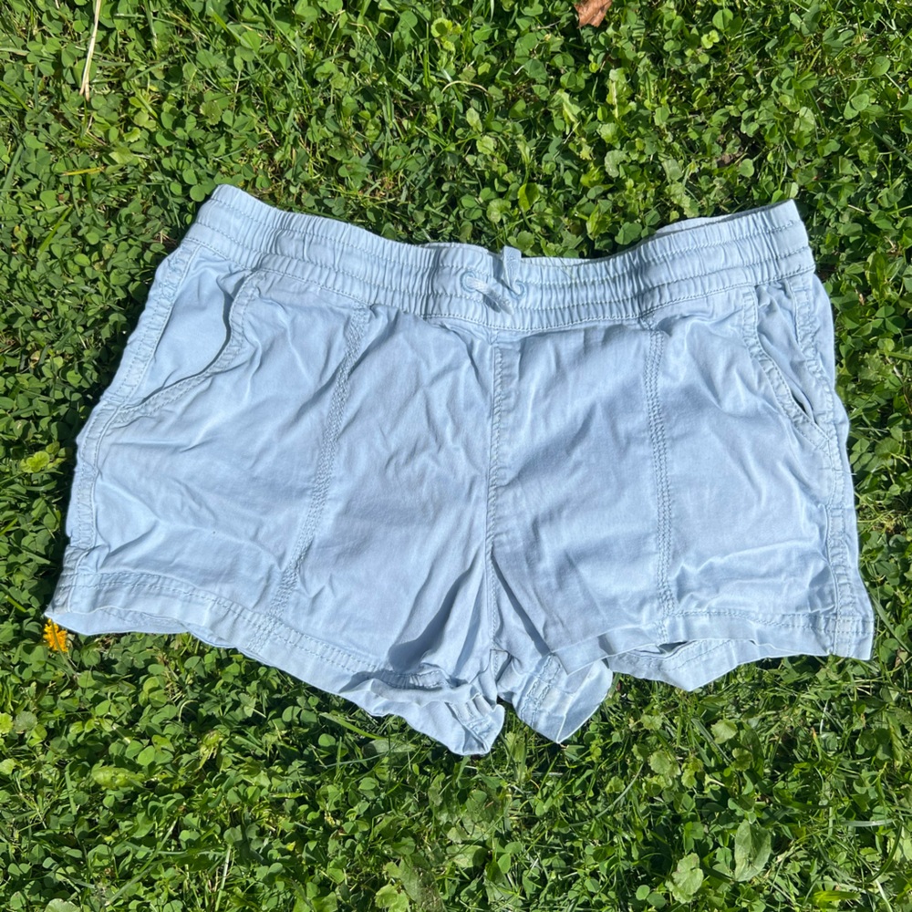mid rise mini light blue cotton shorts size small